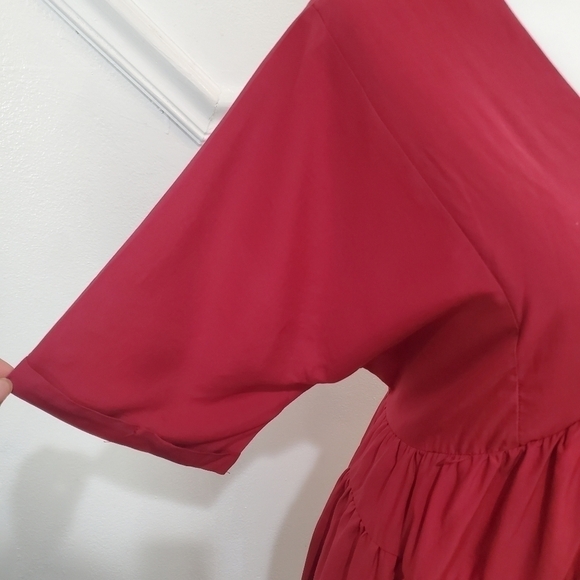 KIRUNDO red casual loose v neck short dress size XL net - Picture 6 of 11